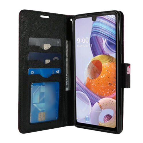 For LG Stylo 6 PU Leather Design Wallet Phone Case Cover Flip Stand Strap New - Picture 5 of 31