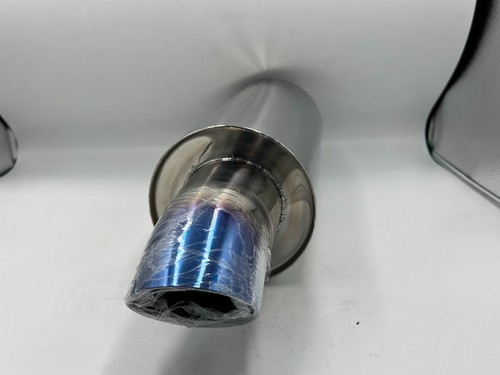 JS Racing Style Exhaust Alloy Stainless Steel Inlet 2.5 in Outlet 3 Blue - Picture 4 of 12