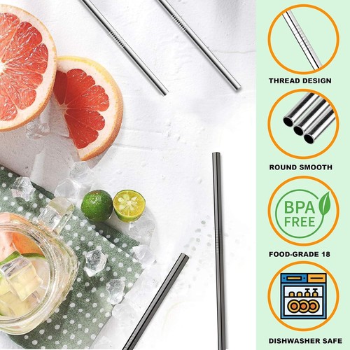 6er Pack Wiederverwendbare Metall Strohhalme mit Silikonspitze für Stanley 40oz Becher, 8mm 12,2" - Bild 5 von 6