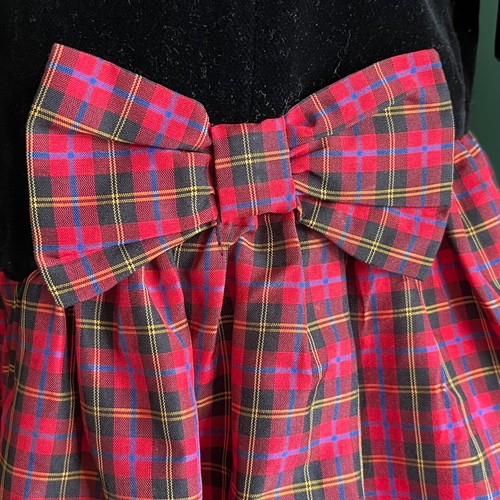 Gorgeous Vtg Laura Ashley Holiday Dress - Black Velvet & Plaid Organza Sz 4Y - Picture 6 of 14
