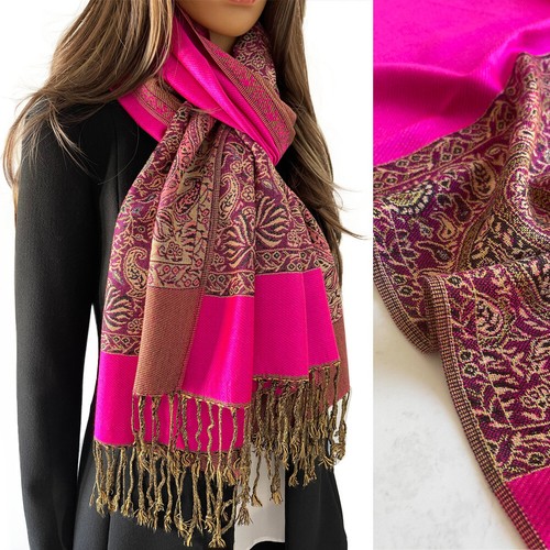 Large Multi Colour Leaf Paisley Print Pashmina Shawl Scarf Wrap Bright Rainbow - Picture 956 of 1,026