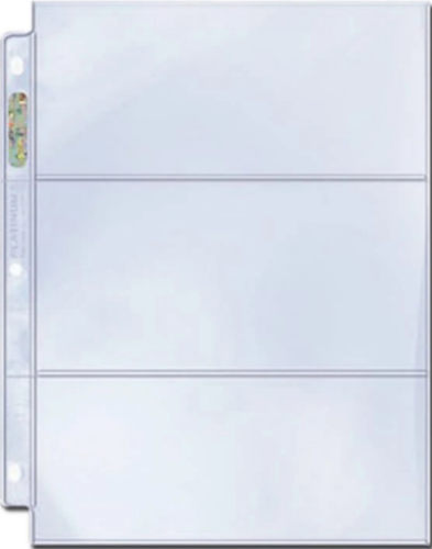 100 x ULTRA PRO 3 POCKET PLATINUM SLEEVES BOX OF BANK NOTES TICKETS STAMPS PAGES - Picture 2 of 7