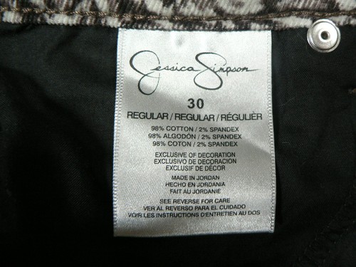 *JESSICA SIMPSON FOREVER SKINNY TAGLIA 30 (31x31) VELLUTO STAMPA - 8,5" VITA BASSA - USATO IN OTTIME CONDIZIONI - Foto 8 di 10