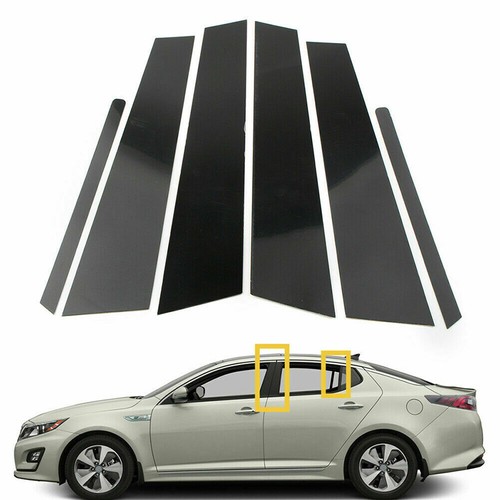 6X For Kia Optima 2011-2015 Glossy Black Door Window Pillar Posts Trim Cover Kit - Picture 9 of 12
