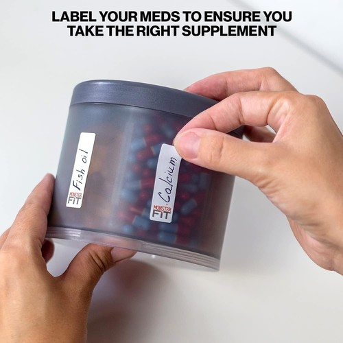 Monster Supplement Medication Pill Dispenser with 10 Adjustable XL Compartments - Picture 5 of 8