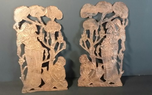 Antique Persian Chased Copper Art Plaque, Possible Book Cover Ornamentation - Picture 9 of 12