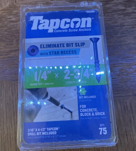 Tapcon 1/4" x 2-3/4" Stern Torx Kopf Beton Anker Schrauben, Bugle Head, 75er Pack