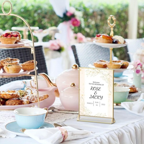 6Pack 8.5 x 11 Acrylic Sign Holder with Gold Frames and Vertical Stand Ideal for - Picture 6 of 9