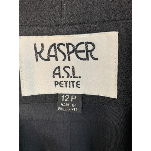 Kasper A.S.L. Petite Women's Black Blazer 12P Double-Breasted 7200 Tux - Picture 3 of 10