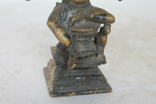 Estatua de diosa hindú Ambe vintage de latón macizo hecha a mano pátina rica NH2406 - Imagen 4 de 11