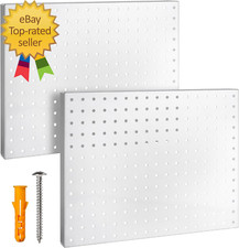 Heavy Duty Metal Pegboard Organizer - Wall Storage Steel Peg Board Panels Set