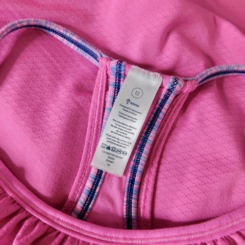 Girl’s IVIVVA by Lululemon Double Dutch Layered Pink Tank Built In Bra Size 12 - Picture 8 of 10