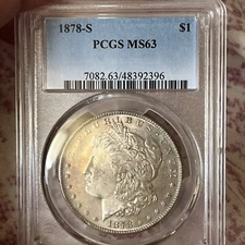 1878 S PCGS MS63 Morgan Silver Dollar $1 US Mint Better Date Coin 1878-S MS-63