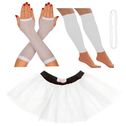 FALDA TUTÚ DE NEÓN CALENTADORES DE PIERNAS GUANTES CUENTAS DISFRAZ DE DESPEDIDA DE SOLTERA ADULTO AÑOS 80 DISFRAZ ELEGANTE - Imagen 9 de 11
