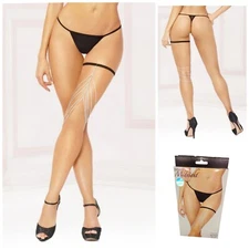 Seven Til Midnight Multi-Layered Chain With Elastic Garter, Silver Tone, O/S,NIB