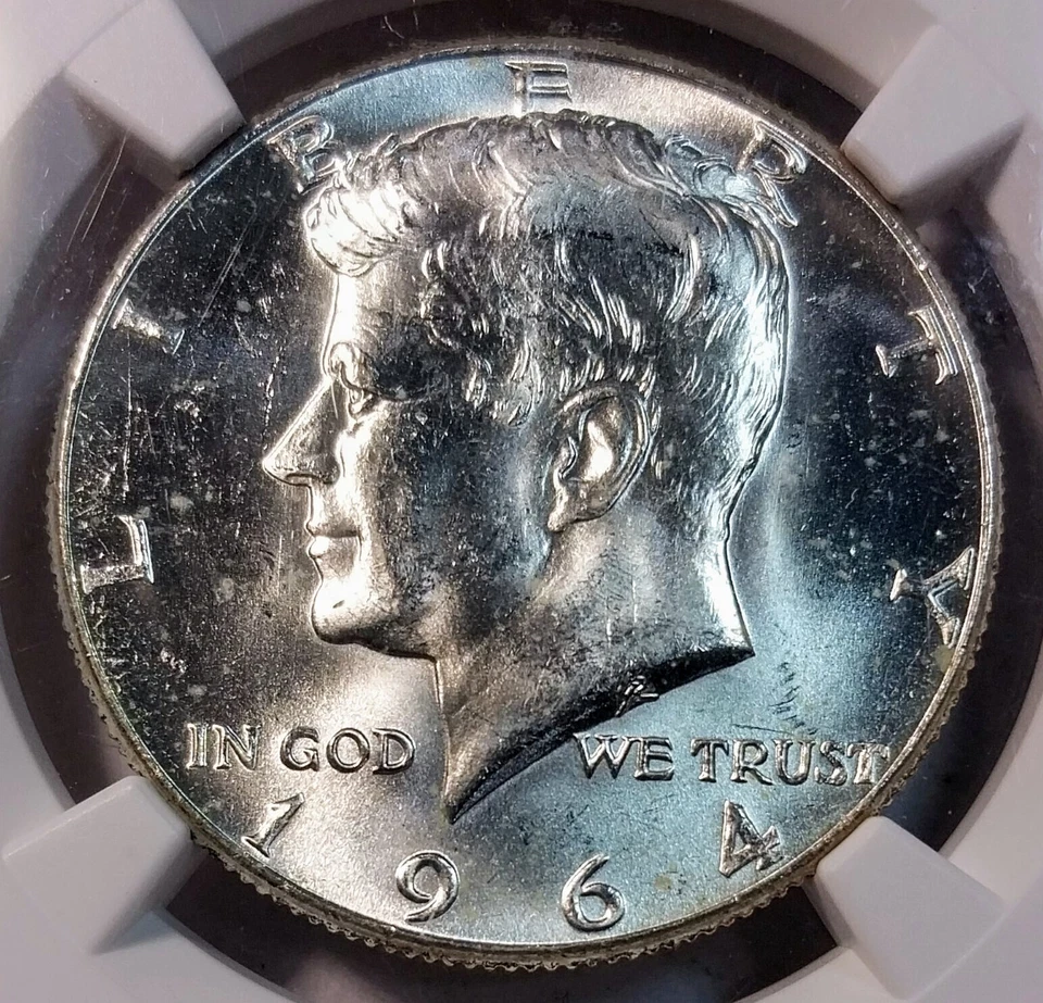 1964 NGC MS64 Rainbow 🌈 Toned Silver Kennedy Half - Beautiful Color - Image 3 of 4