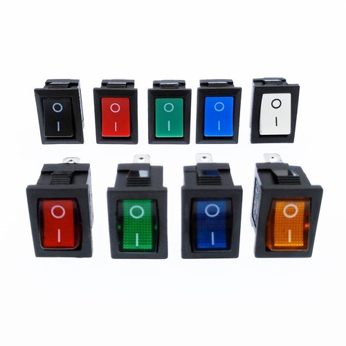 Rocker Power Switch KCD1 2 Position 2 3 4 Pin Red Blue Green Yellow Black Lights