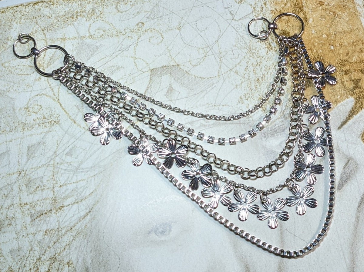 Necklace Chains Silver tone Multi Layer Flower Pearl cup chain for DIY Craft 8 eBay