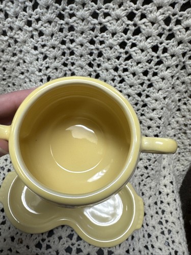 Fiesta Fiestaware Yellow Cream and Sugar Set 10" Tray USA Made Great Condition - Picture 5 of 11
