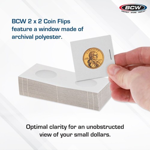 4 Bündel von 100 (400) BCW 2" x 2" kleine Dollar-Größe Papierflips - Bild 4 von 6