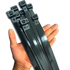 Black Zip Ties Heavy Duty 20 Inch Outdoor, 250lb Extra Large  Assorted Sizes 
