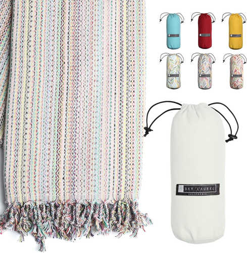 Turkish Beach Towel with Travel Bag 39 X 71 Quick Dry Sand Free Lightweight Larg - Picture 10 of 12