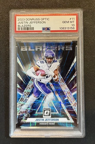 2023 Donruss Optic JUSTIN JEFFERSON Blazers Prizm CASE HIT #11 PSA 10 Vikings