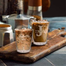 Custom Engraved Double Walled Coffee Glass/ Tea Cup - 200ml