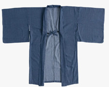 Japanese Women's Traditional Kimono Denim Haori Long Coat Jacket Indigo