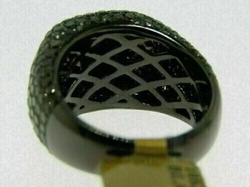 2Ct Round Cut Lab-Created Black Diamond Engagement Ring 14K Black Gold Plated - Picture 3 of 12