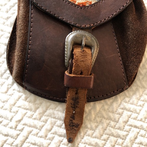Vintage Hand Made In Bolivia Brown Distressed Leather Crossbody Bag Satchel Mini - Picture 4 of 11