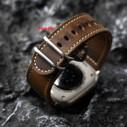 Correa de cuero marrón vintage hecha a mano para Apple iWatch 49MM 45MM Ultra 2 - Imagen 7 de 13