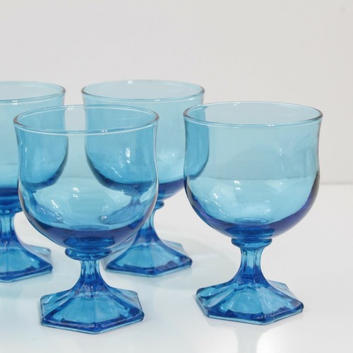 DE COLECCIÓN ANCHOR HOCKING ENCUENTRA 6 COPAS DE VINO DE COPA AZUL - Imagen 3 de 7