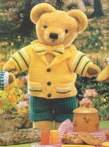 Teddy Bear Essentisals Knitting Patterns Hat,Scarf Coat, Dress, Jacket DK 732 - Picture 3 of 5