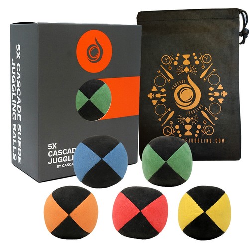 5 x 110g Cascade Suede Pro Thud Juggling Balls & Bag - Beginner Juggling Set - Picture 4 of 18