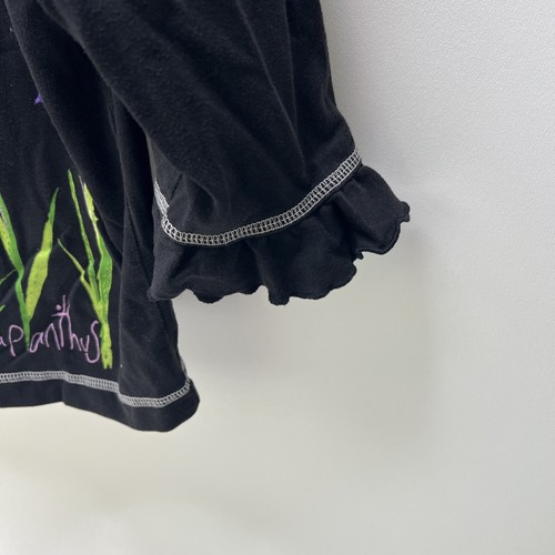 Vintage Oneque Casuals Women Graphic Floral Iris Agapanthus Purple Black White M - 第 7/11 張圖片