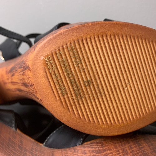 Cathy Din Plateau Sandalen schwarz braun Riemchen Bavol Größe 8 M US leicht - Bild 6 von 7