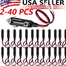 LOT 12V Car Fused Cigarette Lighter Adapter Male Plug Leads LED Light Replacemen