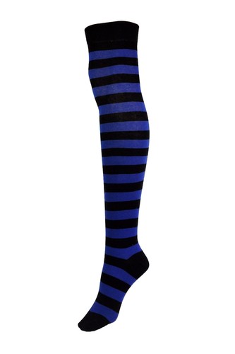 Ladies Striped & Plain Over The Knee Socks Coloured Fancy Dress - Picture 24 of 32