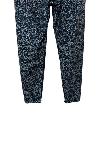 Carbon38 High Rise 7/8 Legging Size L Womens Floral Print Black Silver Metallic - Picture 6 of 8