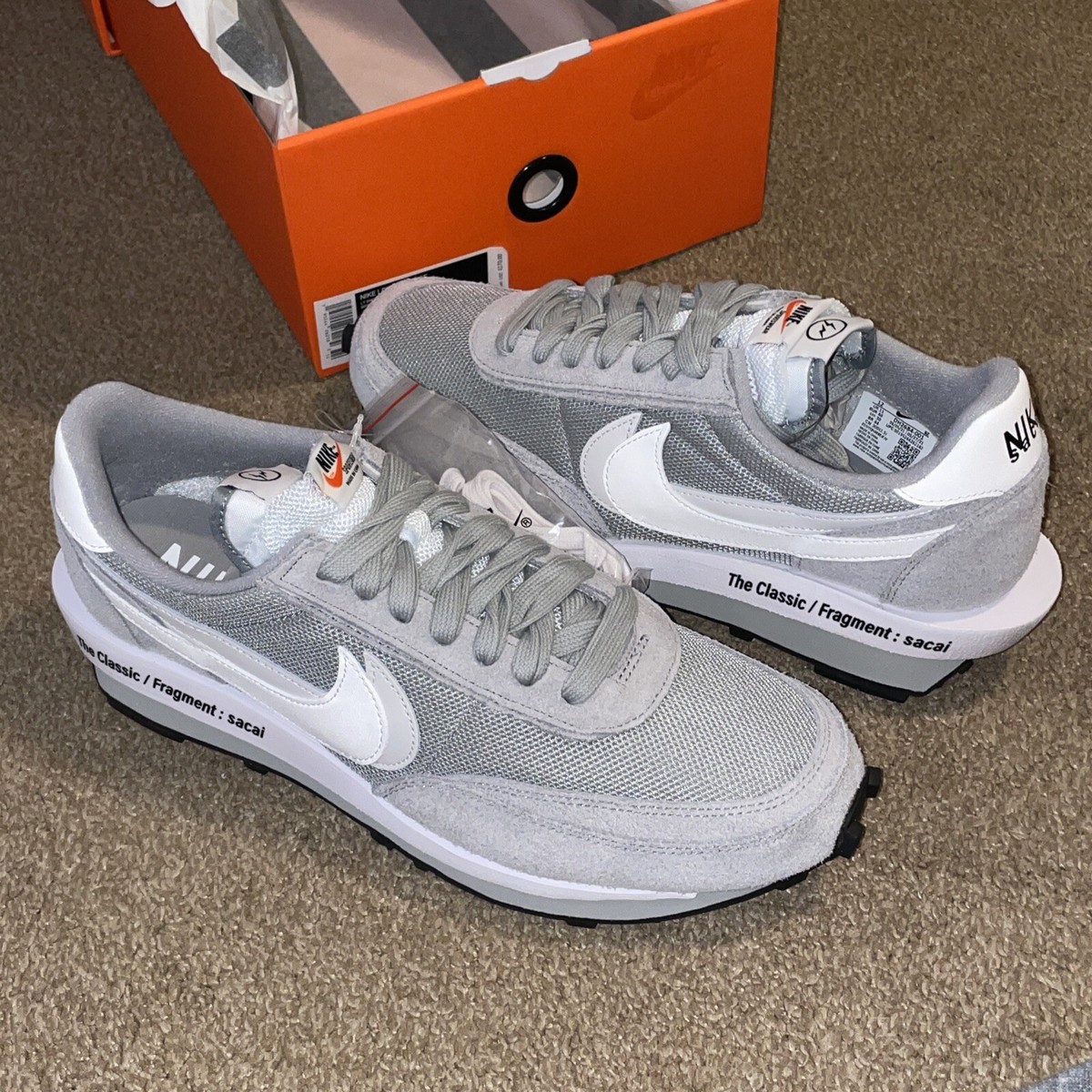 Nike LD Waffle Sacai Fragment Lt Smoke Grey-White-Black Sz Nike LD Waffle Sacai Fragment Lt Smoke Grey-White-Black Sz