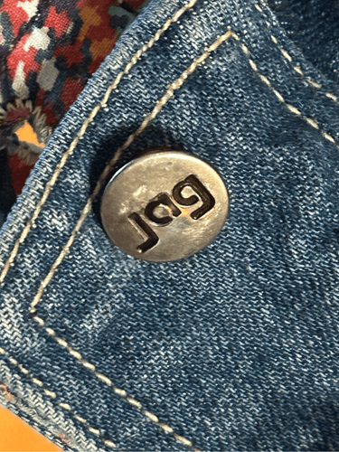 VTG 80s Jag Jean Studded Dolman Sleeve Bomber Denim Jean Jacket Grunge Sz Small - Picture 9 of 11