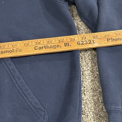 VTG NIKE Small Swoosh Pullover Hoodie Sweatshirt Y2K Navy L *READ - Picture 6 of 8