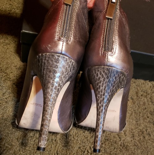 White House Black Market Open Toe Silver Metallic Studded Booties, 8 - Picture 6 of 8