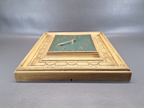 Vintage Lux Wall Clock New Quartz Movement MCM Refurbished Gold Green Wood 14" - Picture 3 of 9