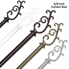 5/8" Julietta Adjustable Single Drapery Curtain Rod, 28”-48"/48"-84"/84"-120"