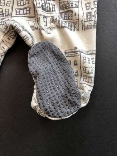 NWOT L’OVEDBABY Organic Cotton Coverall (0-3M) Cream/Gray - Picture 5 of 6