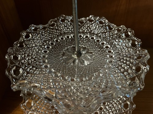 art deco fluted glass two tier cake stand, sandwich, tea party - Picture 5 of 10