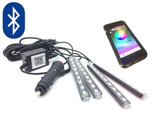Bluetooth LED RGB App Leuchten Innenraum Fußraum Strobe LED Auto Innenraum Beleuchtung mit Musik Sensor TRICOLOR