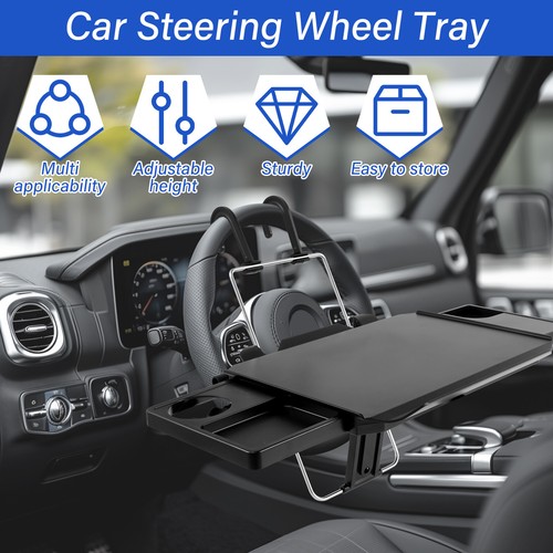 Steering Wheel Tray Foldable Car Steering Wheel Desk with Nonslip Slots teJWW - Picture 5 of 10